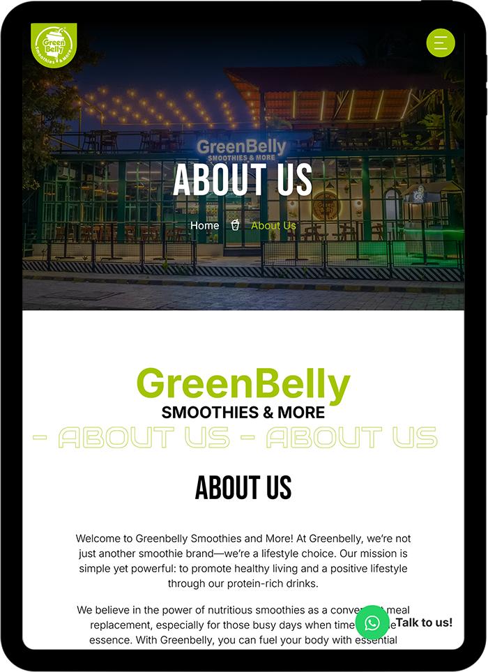 Greenbelly Smoothies Website Tablet Responsive 1